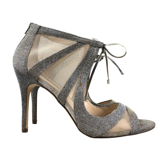 Nina Women's 9.5M Cherie Steel Silver Gold Open Toe High Heel Evening Sandals - Picture 1 of 13